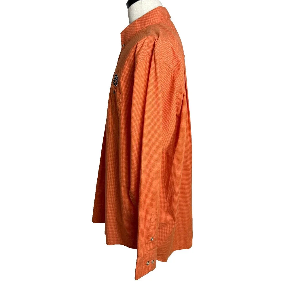 Auburn Tigers ANTIGUA Men's Long Sleeve Button Down Shirt, Sz L, Orange & White